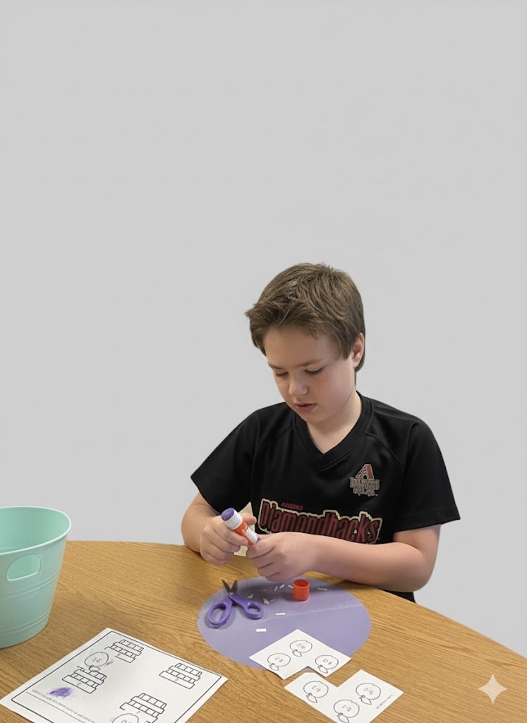 Autistic child who struggles with autistic emotional regulation sitting at school desk