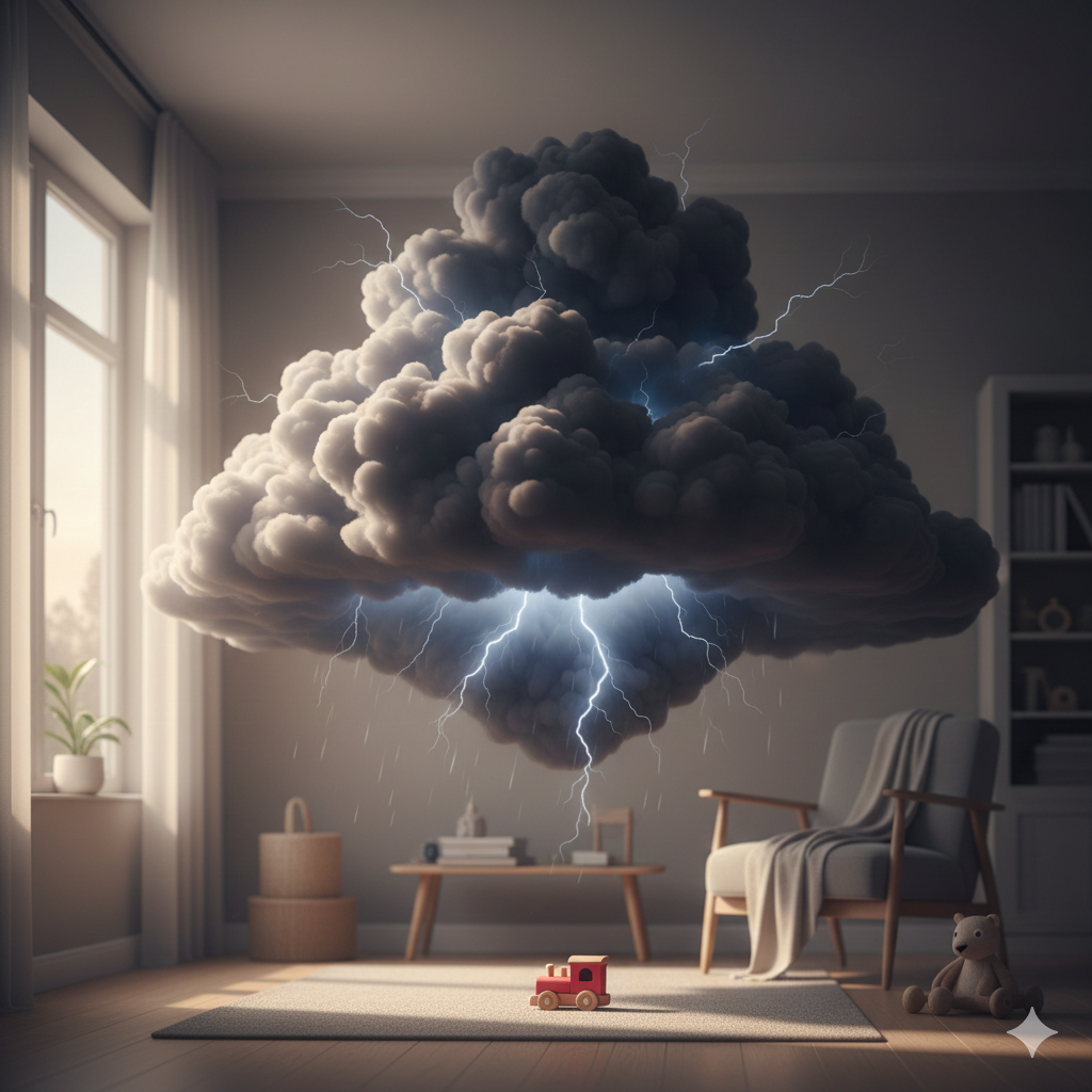 Beyond Autism: What is DMDD? Indoor storm cloud with lightning representing what is dmdd